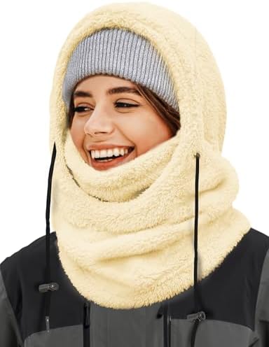 Balaclava Winter Ski Mask for Men Women, Fleece Face Mask Women Hat Neck Windproof Hooded Scarf Cold Weather Warm Face Cover AURUZA