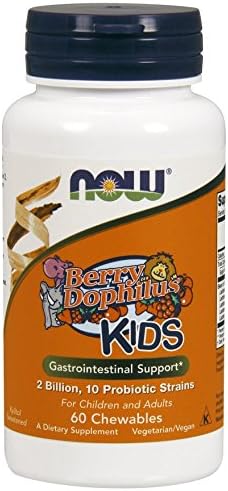 BerryDophilus 60 жевательных таблеток с пробиотиками для здоровья кишечника NOW Foods