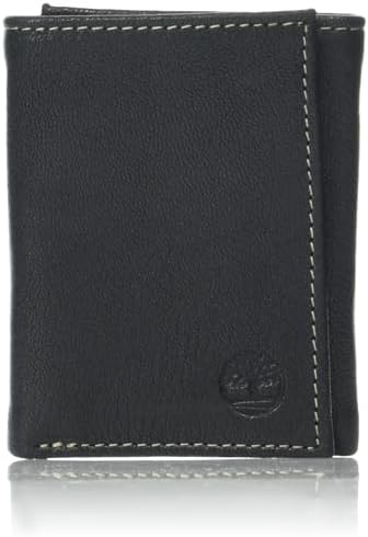 Timberland Men's Leather RFID Blocking Trifold Wallet, Black, One Size Timberland