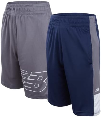 New Balance Boys' Athletic Shorts - 2 Pack Performance Mesh Basketball Shorts - Active Running Shorts for Boys (Sizes:4-20) New Balance