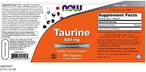 NOW Foods Taurine 500 mg Caps, 2 pk NOW Foods