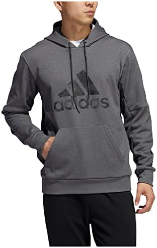 adidas Mens Standard Game and Go Pullover Hoodie, Dark Grey Heather, Large Adidas