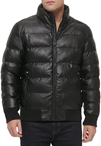 Tommy Hilfiger Men's Midweight Quilted Faux Leather Bomber Tommy Hilfiger