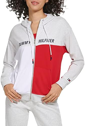 Tommy Hilfiger Women's Soft & Comfortable Fleece Colorblocked Full Zip Hoodie Tommy Hilfiger