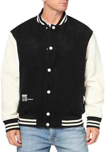 DKNY Mens Wool Blend Varsity Bomber DKNY