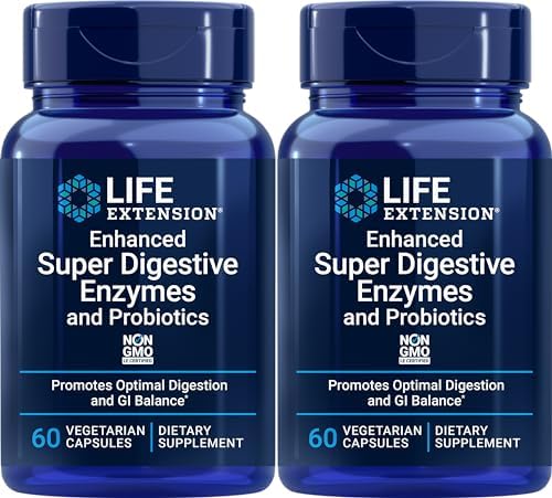 Enhanced Super Digestive Enzymes with Probiotics 60 Vegetarian Capsules-Pack-2 Life Extension