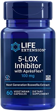 Life Extension 5-LOX Inhibitor with AprèsFlex®, 100 mg, standardized Boswellia serrata Extract, Promotes Joint, Cell & arterial Health, Gluten-Free, Non-GMO, Vegetarian, 60 Capsules Life Extension