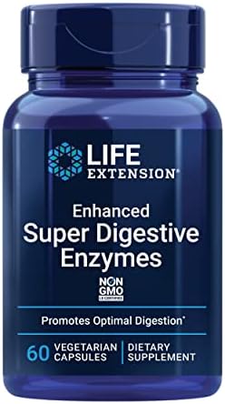 Life Extension Enhanced Super Digestive Enzymes, Supports Digestion, Comfort, digesting Plant-Based Foods, Non-GMO, Vegetarian, 60 Capsules Life Extension