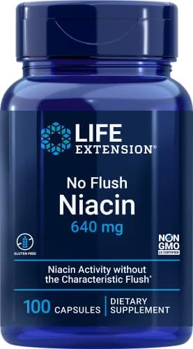 Life Extension No Flush Niacin 640 mg, 100 Capsules (Pack of 2) Life Extension