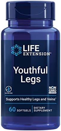 Life Extension Youthful Legs - Healthy Vein and Leg Support Supplement for Women - Advanced Formula For Circulation in Leg Veins- Non-GMO, Gluten-Free - 60 Counts Life Extension