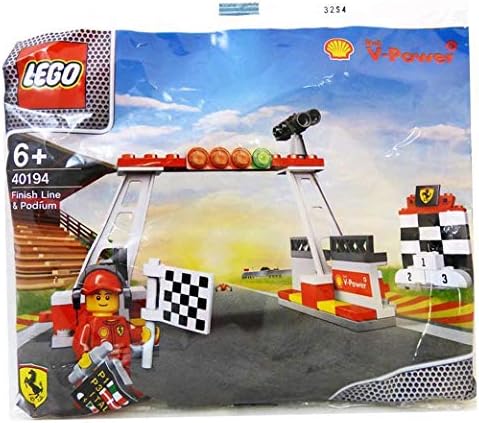 LEGO New Shell V-Power Collection ~ Finish Line, Podium & Minifigure ~ 40194 Lego