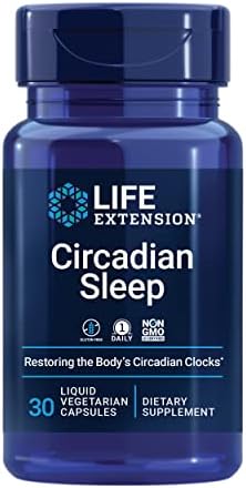 Life Extension Circadian Sleep, nobiletin Citrus Extract, Sleep Support, Sleep Health, Restore Your Body's Sleep-Wake Cycle, 1.5 mg melatonin, Gluten Free, Non-GMO, Vegetarian, 30 Liquid Capsules Life Extension