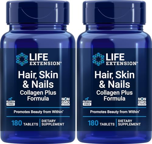 Life Extension Hair, Skin & Nails Collagen Plus Formula, 180 Tablets (Pack of 2) Life Extension