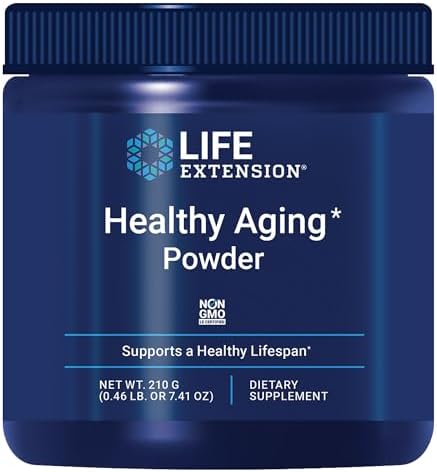 Life Extension Healthy Aging Powder, Healthy Aging Supplement, Heart Health, Brain Health, Exercise Performance, Taurine, Lithium, spermidine, Powder Blend, Non-GMO, Vegetarian, 30 Servings Life Extension