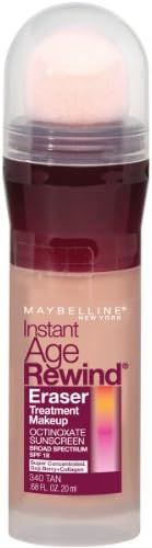 Maybelline Instant Age Rewind Eraser Dark Circles Treatment Multi-Use Concealer, 120, 1 Count (Packaging May Vary) & Fit Me Matte + Poreless Pressed Face Powder Makeup & Setting Powder, Creamy Beige MAYBELLINE