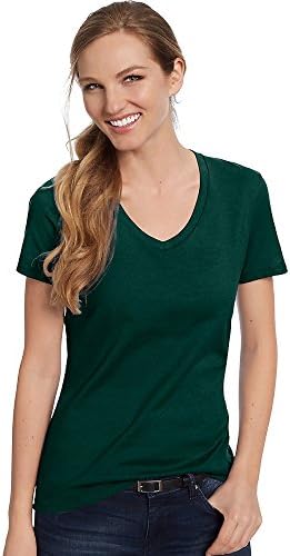 Hanes Women's Nano- V-Neck T-Shirt Deep Forest X-Large Hanes