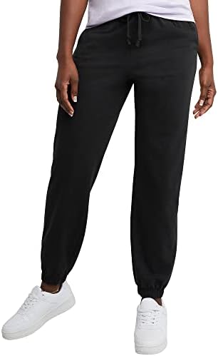 Hanes Women's Essential Jogger Pants, Drawstring Sweatpants For Women, 100% Cotton Jersey, 29 Hanes