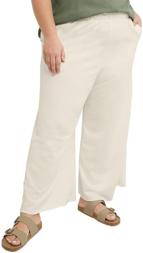 Hanes Women's Originals Wide Leg Crop Pants, Retro Lightweight French Terry Pants, 25 Hanes