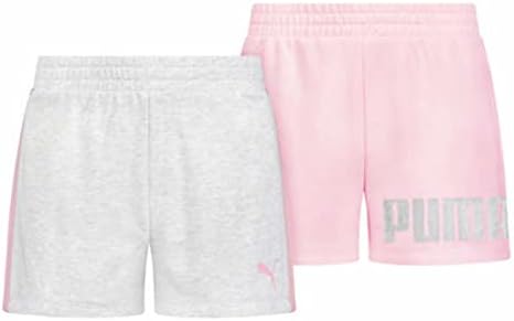 PUMA Girls' 2pk Performance Fleece Graphic Logo Short Set PUMA