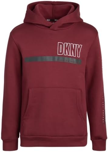 DKNY Boys' Hooded Pullover Sweatshirt - Soft Fleece Stylish Logo Graphic Hoodie Sweatshirt for Boys (Sizes: 8-20) DKNY