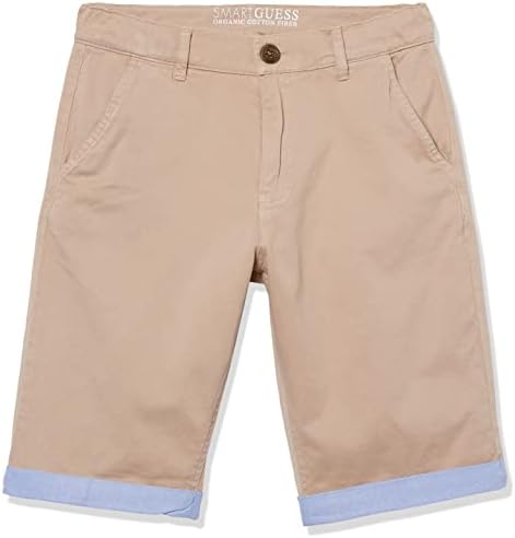 GUESS Boys' Big Embroidered Logo Organic Stretch Sateen Chino Shorts GUESS