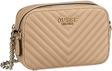 Бежевая кроссбоди-камера Noelle из сафьянового PU с двойными молниями Guess