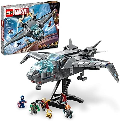 LEGO Marvel The Avengers Quinjet 76248, Spaceship Building Toy Set with Thor, Iron Man, Black Widow, Loki and Captain America Minifigures, Infinity Saga Lego