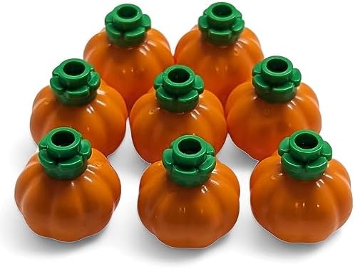 LEGO Accessories - Orange Pumpkins with Bright Green Stems (Package of 8) Spooky Jack-0-Lantern Building Toys for Ages 8+ Lego