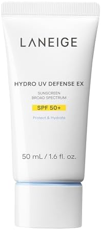 LANEIGE Hydro UV Defense Sunscreen Broad Spectrum SPF 50+: Korean Sunscreen, No White Cast, Dermatologically Tested, Hypoallergenic LANEIGE