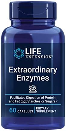 Life Extension Extraordinary Enzymes, Digestive Health Support, Nutrient Absorption, Digestive enzymes, Non-GMO, 60 Capsules Life Extension