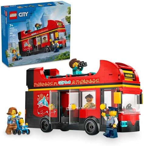 Игровой набор LEGO City: красный двухэтажный туристический автобус, 5 минифигурок, для детей от 7 лет Lego