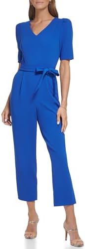 DKNY Womens Cropped Scuba Crepe Jumpsuit DKNY