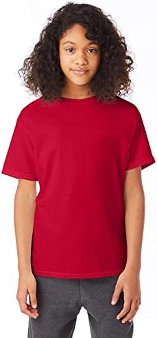 Hanes Youth Short Sleeve ComfortBlend T-Shirt, Deep Red, Medium Hanes