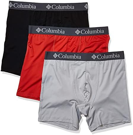 Columbia Men's Polyester/Stretch Solid Boxer Brief 3 Pair, Super Sonic/Black/Cool Grey, XX-Large Columbia