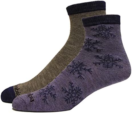 Columbia Women's Snowfall Light Weight Anklet Socks 2 Pair, Serenity/Char, One Size Columbia