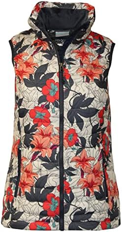 Columbia Women's White Out Puffer Omni Heat Full Zip Insulated Vest (US, Alpha, 3X, Regular, Regular, White Lakeshore Floral Multi 101) Columbia