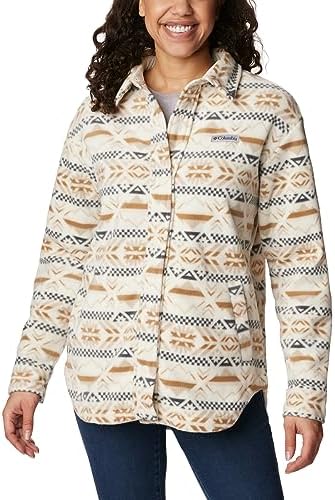 Columbia Women's Benton Springs Shirt Jacket, Chalk Checkered Peaks, X-Small White Columbia