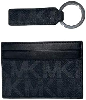 Michael Kors Gifting Boxed Signature Leather Card Holder Wallet with Key Ring Michael Kors