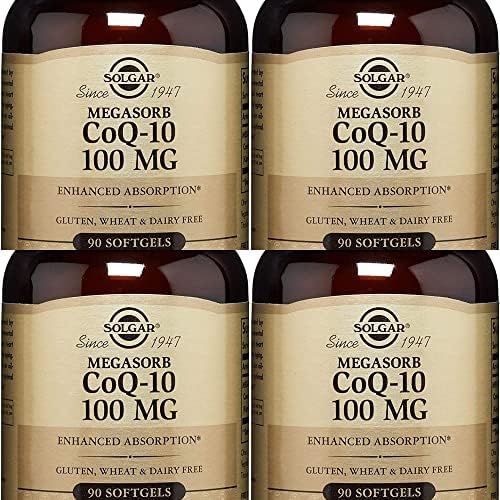 Solgar Megasorb CoQ-10 100 mg Softgels, 90 S Gels 100 mg(Pack of 4) Solgar