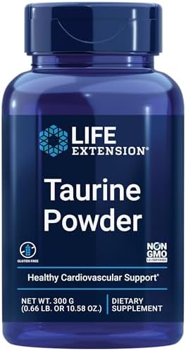 Life Extension Taurine Powder – Healthy Cardiovascular Support, Promotes Brain Health, Healthy Aging, and Muscle and Exercise Recovery – Gluten-Free, Non-GMO, Vegetarian – 300 Grams Life Extension