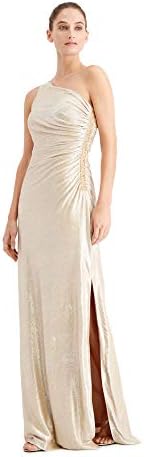 Calvin Klein One-Shoulder Gown with Side Ruching and Beaded Detail – Women’s Formal Dresses for Special Occasions Calvin Klein