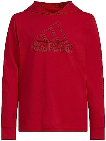 adidas Boys' Long Sleeve Cotton Logo Hooded T-Shirt Adidas