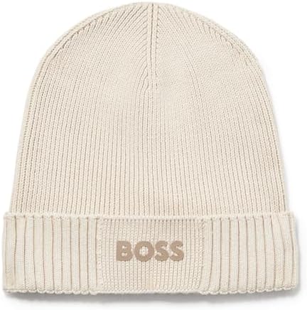 BOSS Men's Small Logo Cotton Blend Knit Hat BOSS