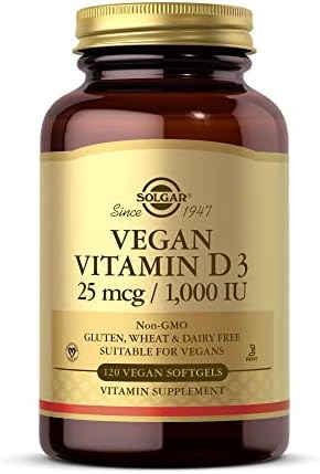 Solgar Vegan Vitamin D3 (Cholecalciferol) 150 mcg (6,000 IU) - 100 Softgels - Immune Support, Helps Maintain Healthy Bones & Teeth - Non-GMO, Certified Vegan, Gluten & Dairy Free - 100 Servings Solgar