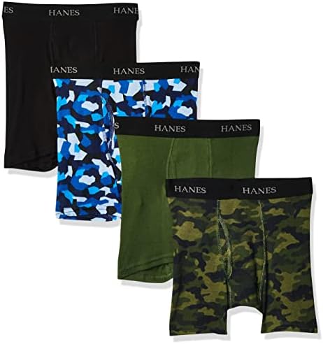 Hanes Kids' Ultimate Comfort-Flex Printed Boxer Brief 4-Pack Hanes