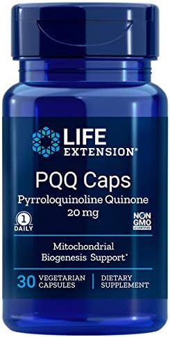 Life Extension PQQ Caps, Pyrroloquinoline Quinone, 20 milligrams 30 Vegetarian Capsules. Pack of 2 Bottles. Life Extension