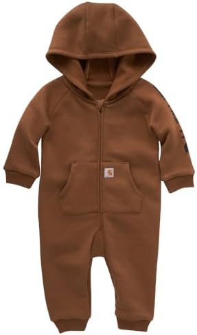 Carhartt Boys Long-Sleeve Zip-Front Hooded Coverall, Carhartt Brown Solid, 6 Months Carhartt