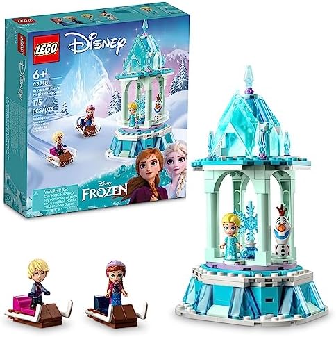 LEGO Disney Frozen Anna and Elsa’s Magical Carousel 43218 Ice Palace Building Toy Set with Disney Princess Elsa, Anna and Olaf, Great Birthday Gift for 6 Year Olds Lego