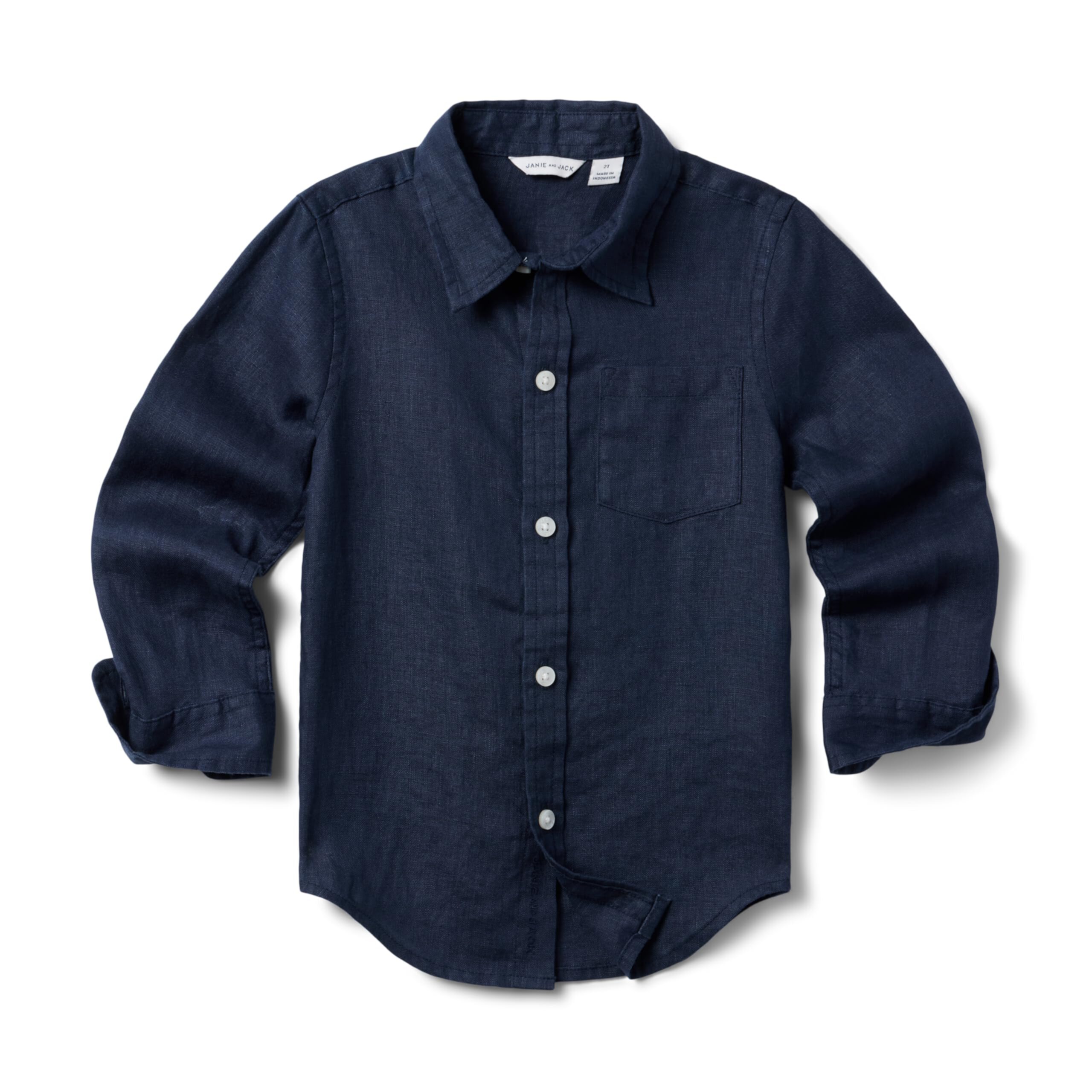 Linen Roll Up Shirt (Toddler/Little Kid/Big Kid) Janie and Jack