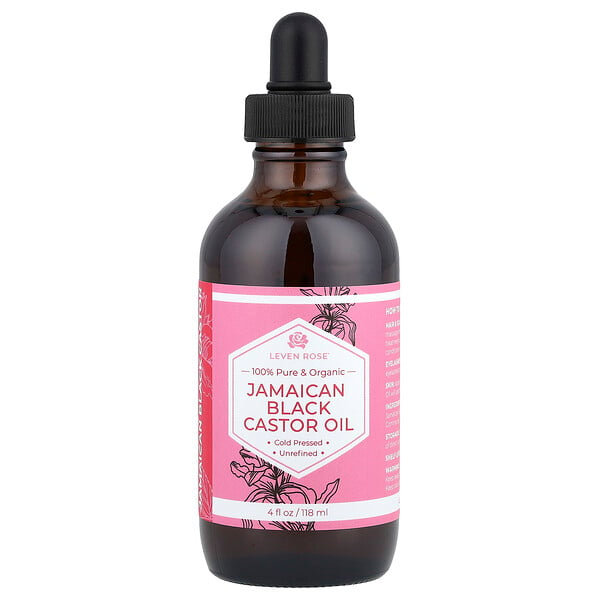 100% Pure & Organic Jamaican Black Castor Oil, 4 fl oz (118 ml) Leven Rose